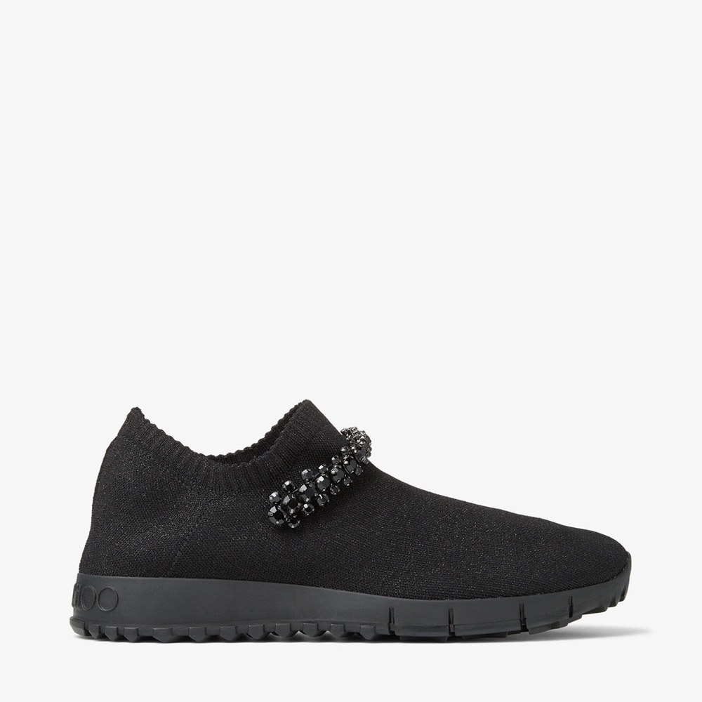New Jimmy CHOO Verona Black Knit Trainers with Crystals 40 $895